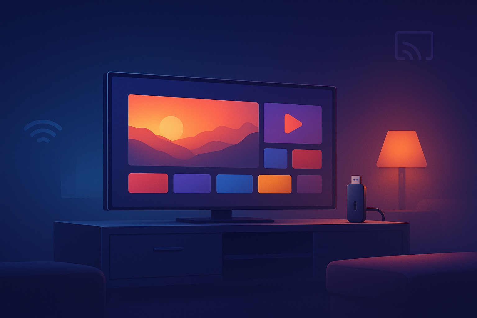 fajne tło pod wygląd strony internetowej zwiazane z ogladaniem telewizji i smart tv stickiem